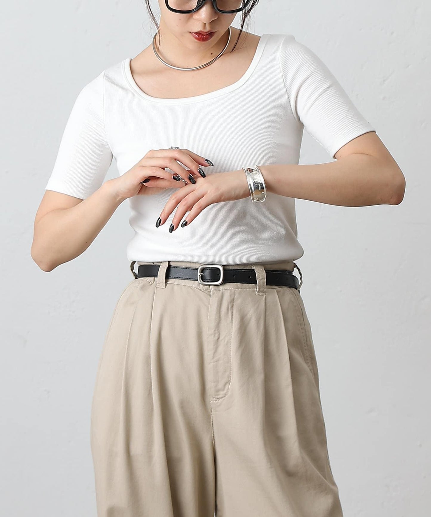 【基礎款】方領針織半袖套頭衫