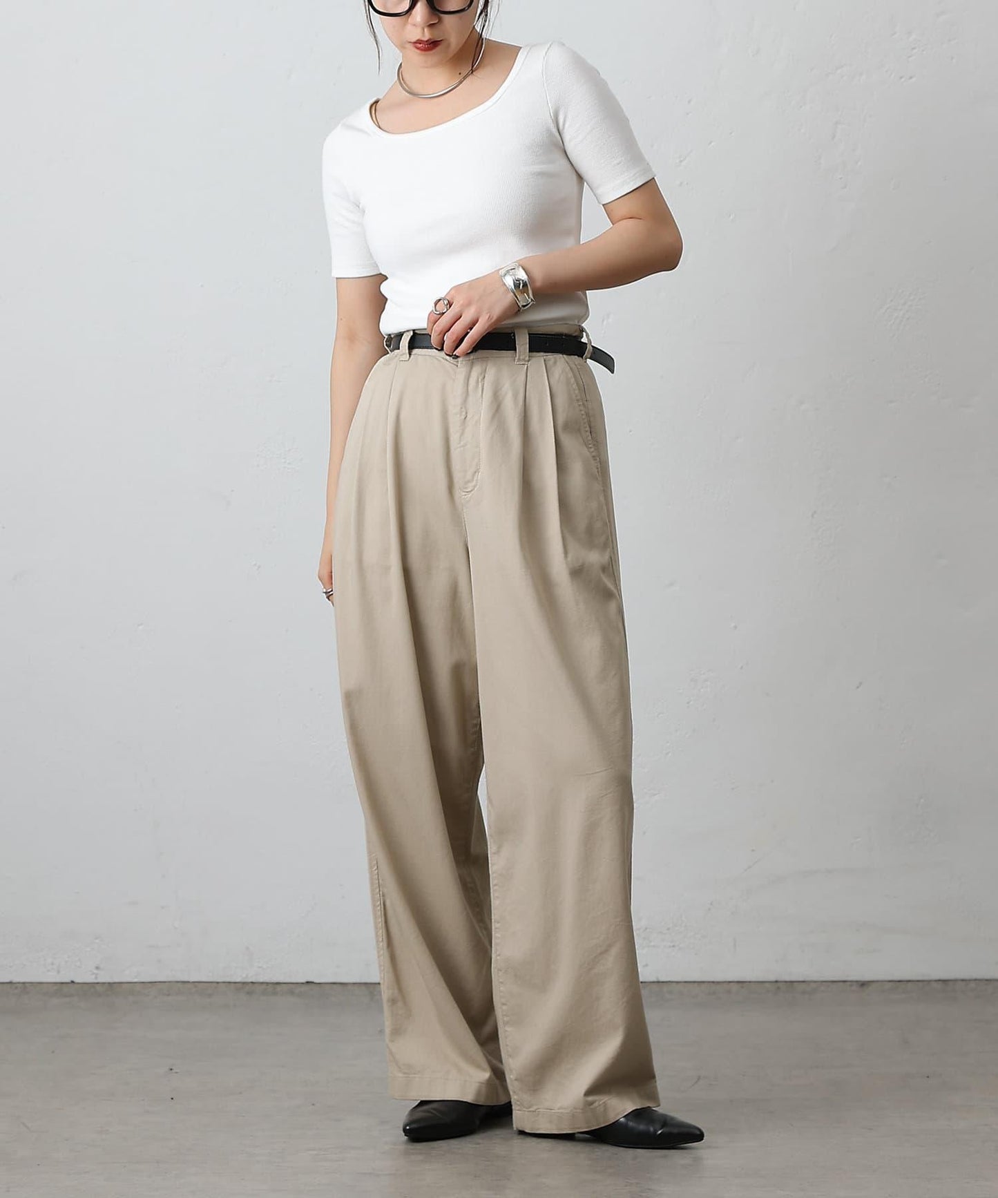 【基礎款】方領針織半袖套頭衫