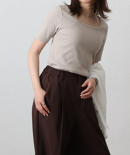 【基礎款】方領針織半袖套頭衫