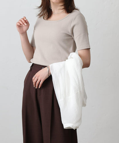 【基礎款】方領針織半袖套頭衫