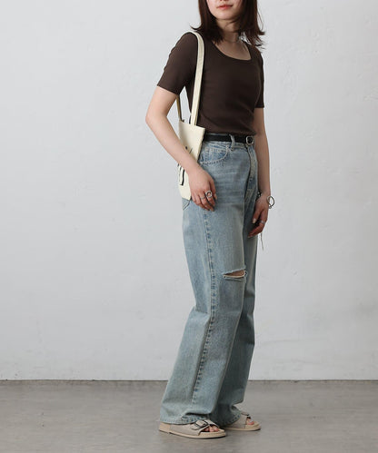 【基礎款】方領針織半袖套頭衫