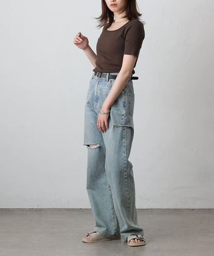 【基礎款】方領針織半袖套頭衫