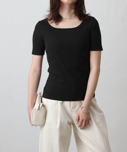 【基礎款】方領針織半袖套頭衫