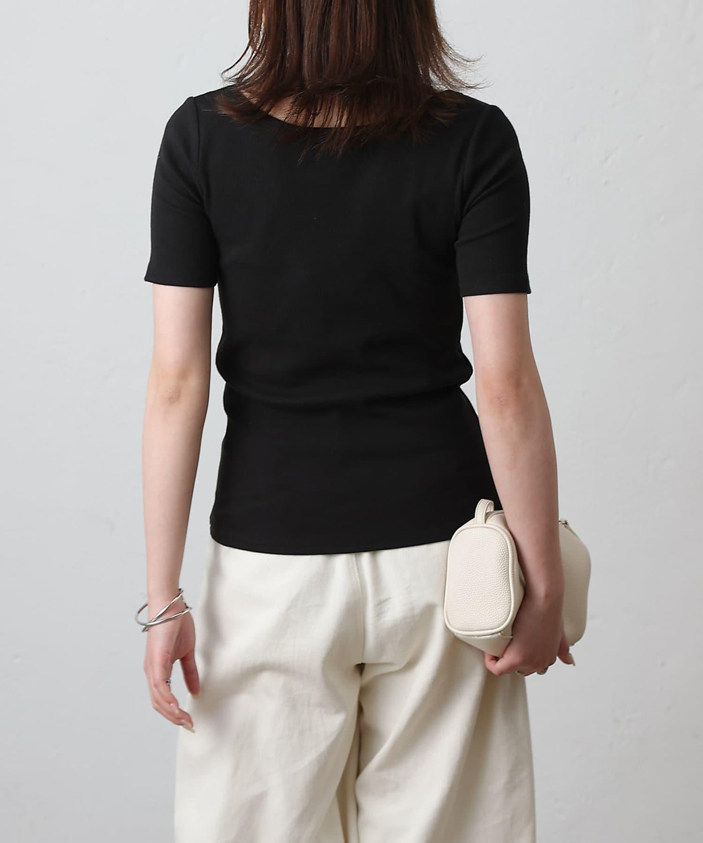 【基礎款】方領針織半袖套頭衫