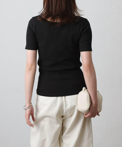 【基礎款】方領針織半袖套頭衫