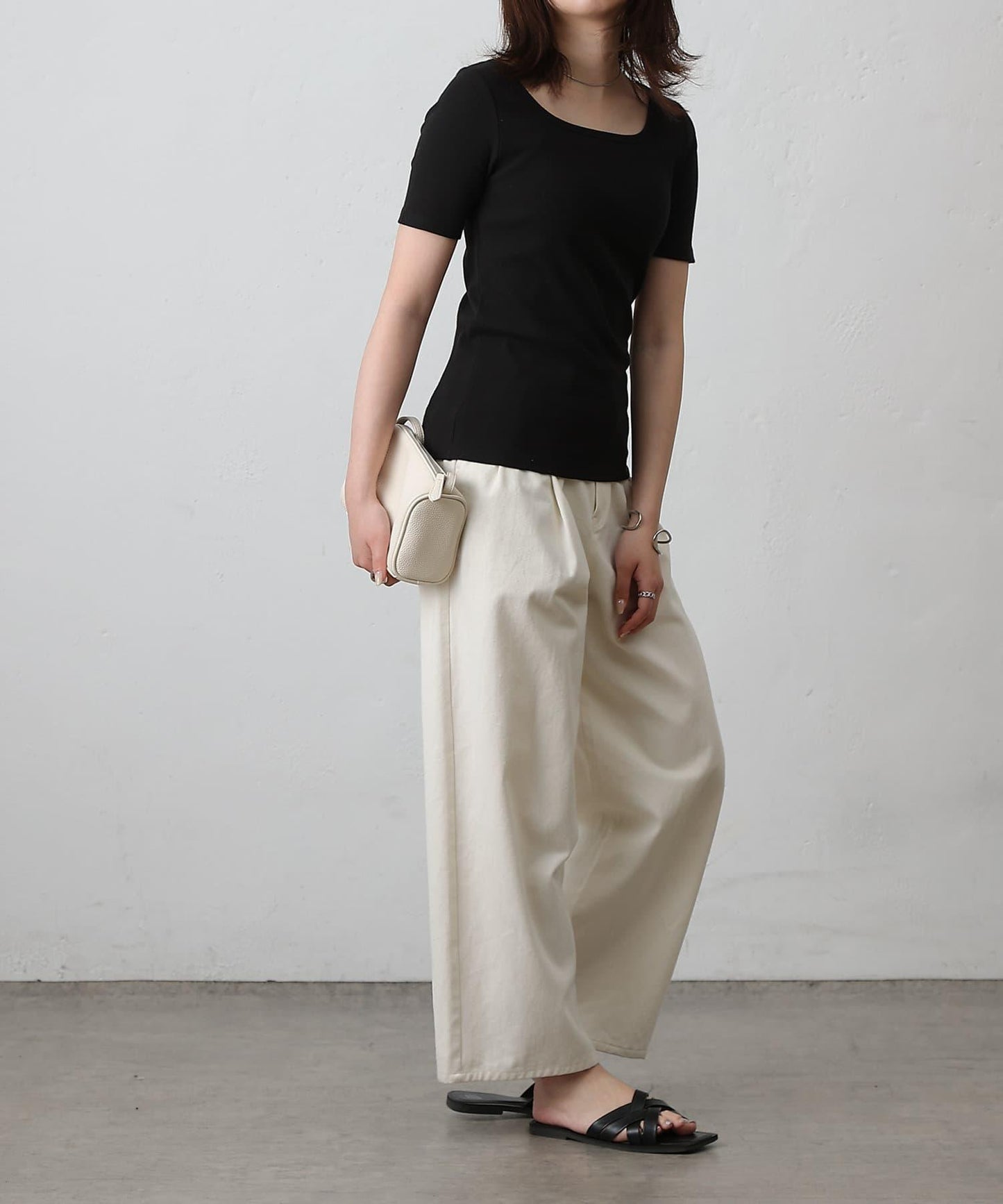 【基礎款】方領針織半袖套頭衫