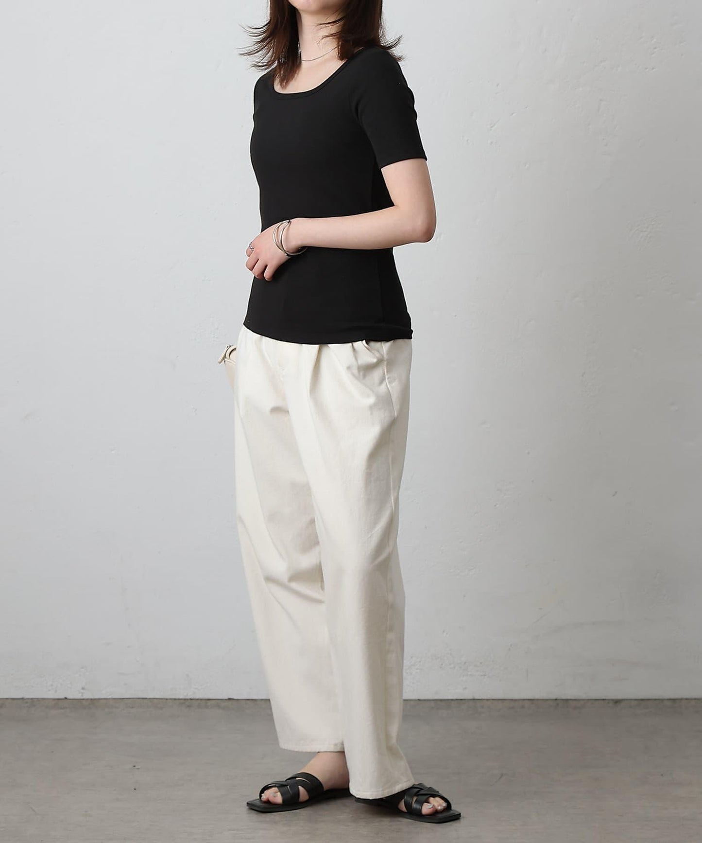 【基礎款】方領針織半袖套頭衫