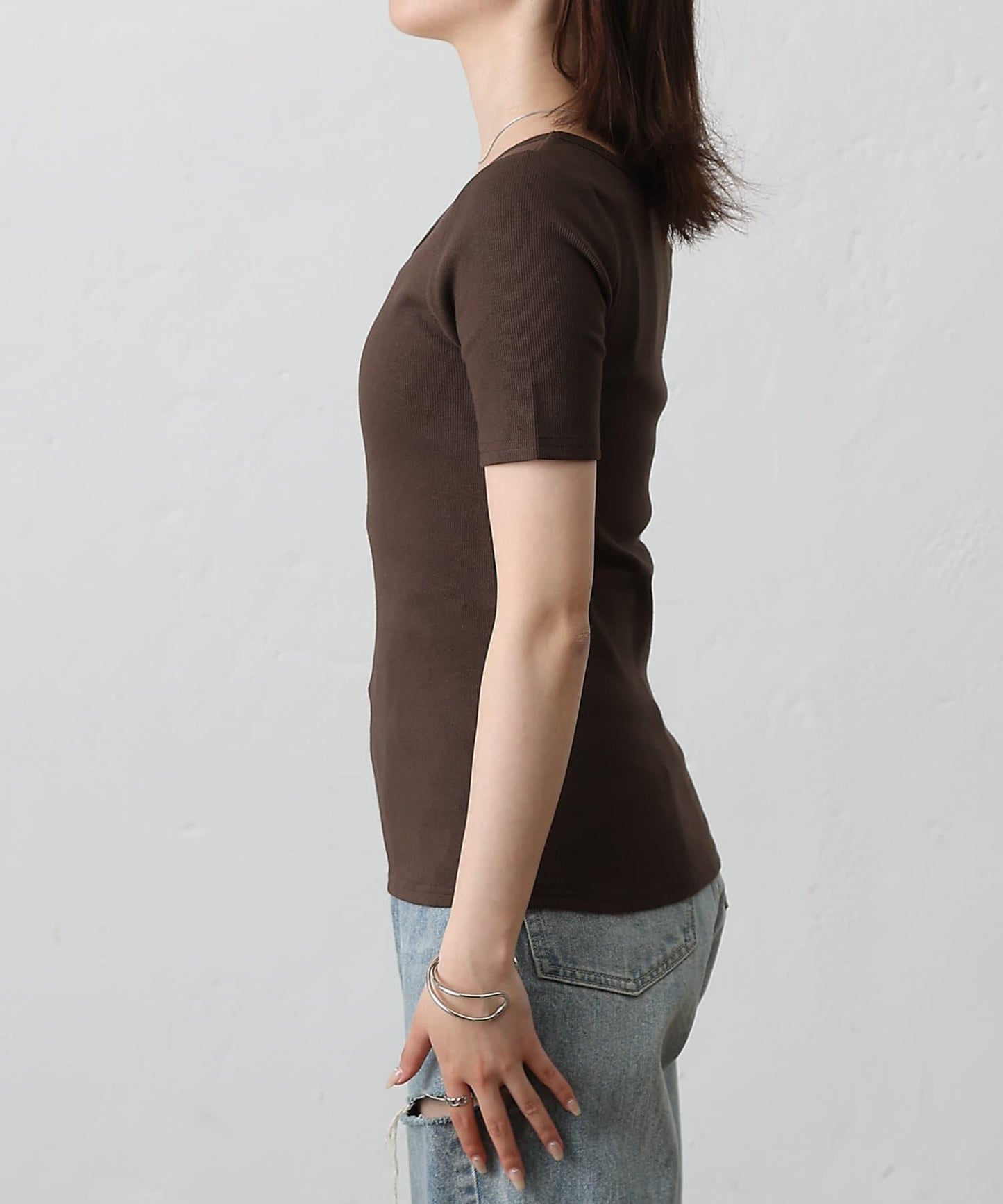 【基礎款】方領針織半袖套頭衫