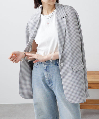 透明格紋夾克