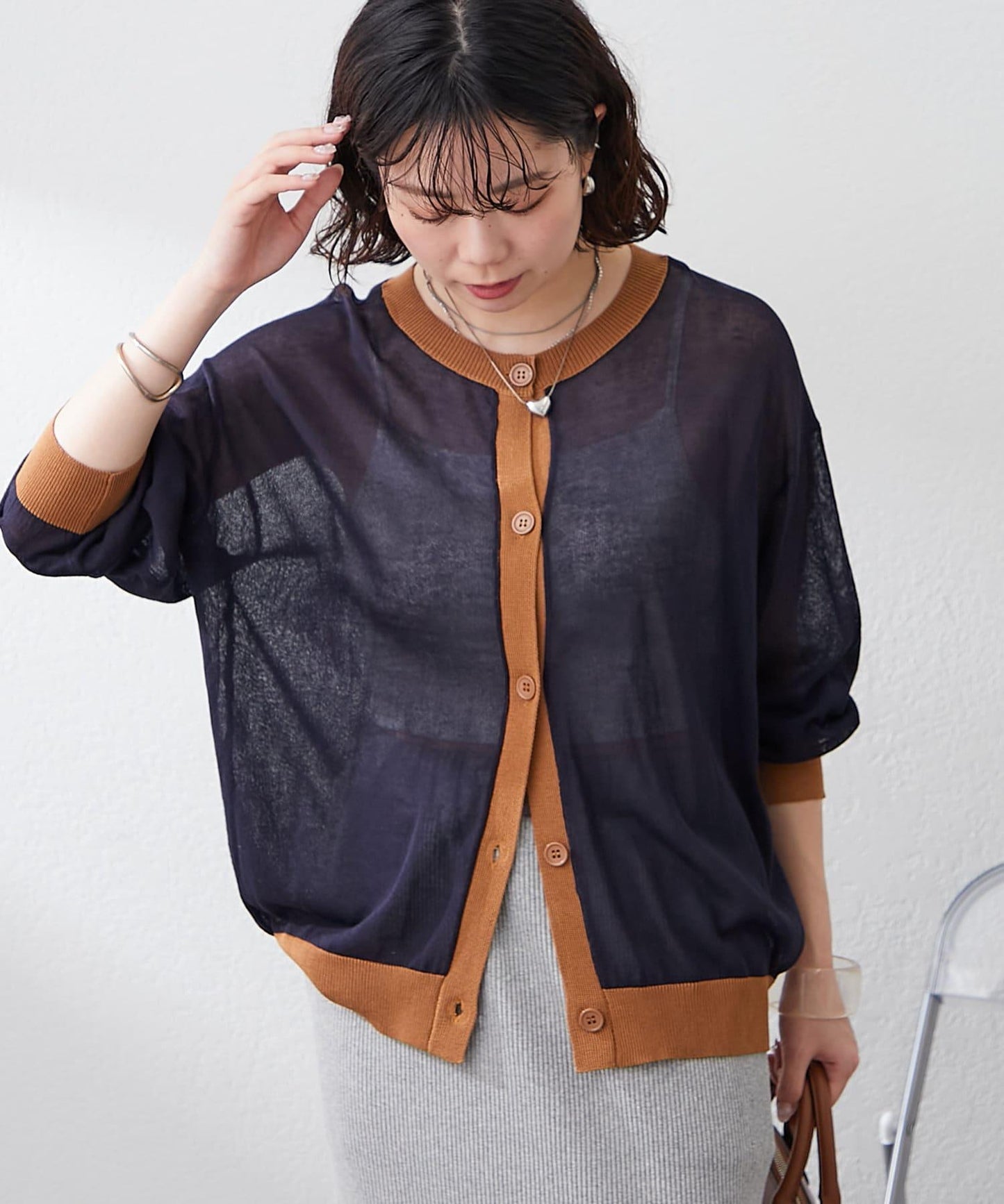 【@kana__18s精選】配色透明針織開衫