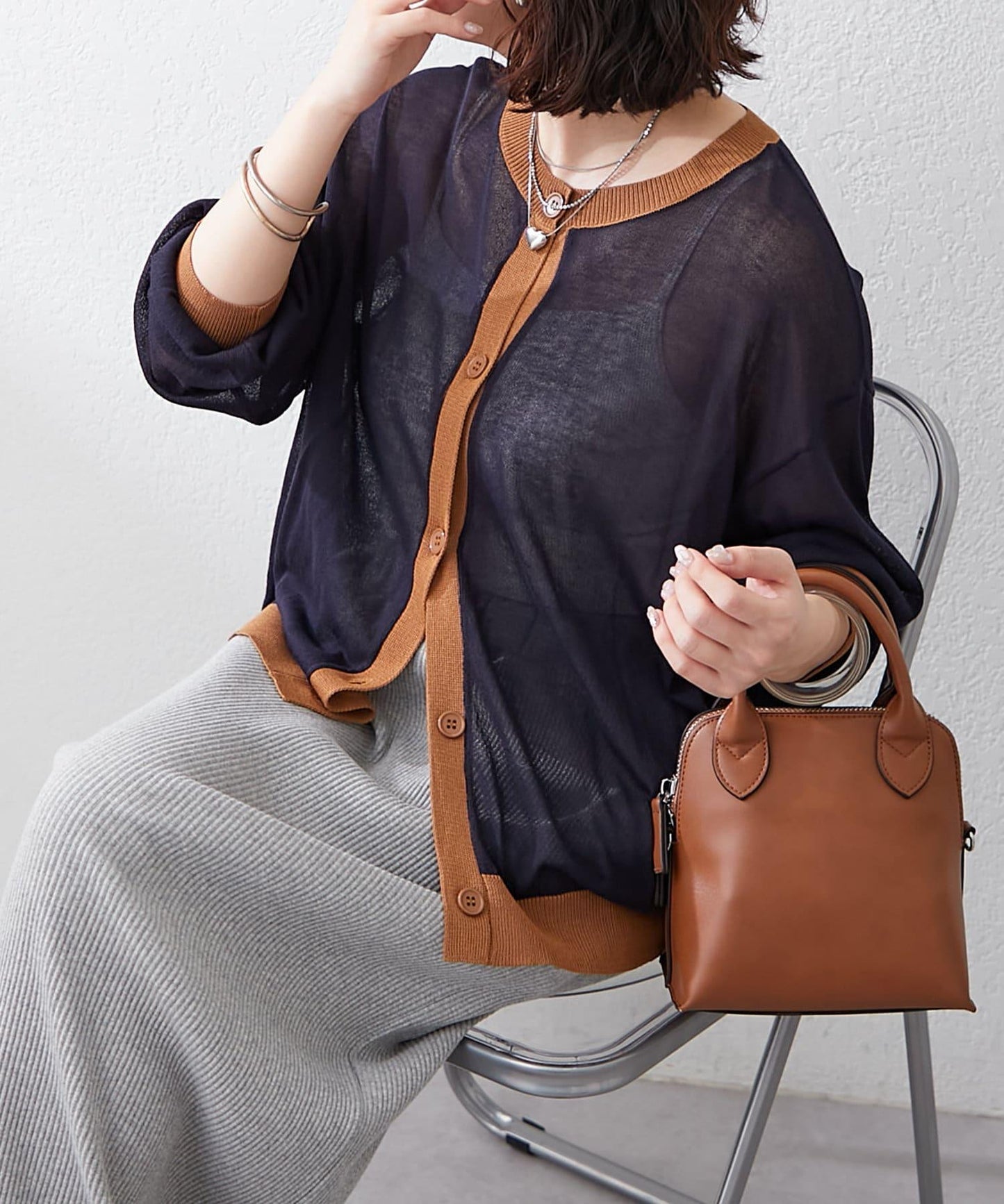 【@kana__18s精選】配色透明針織開衫