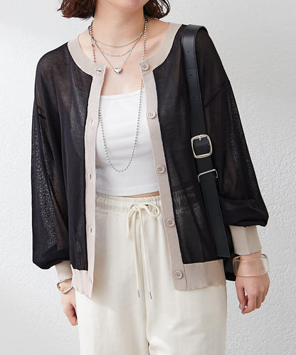 【@kana__18s精選】配色透明針織開衫