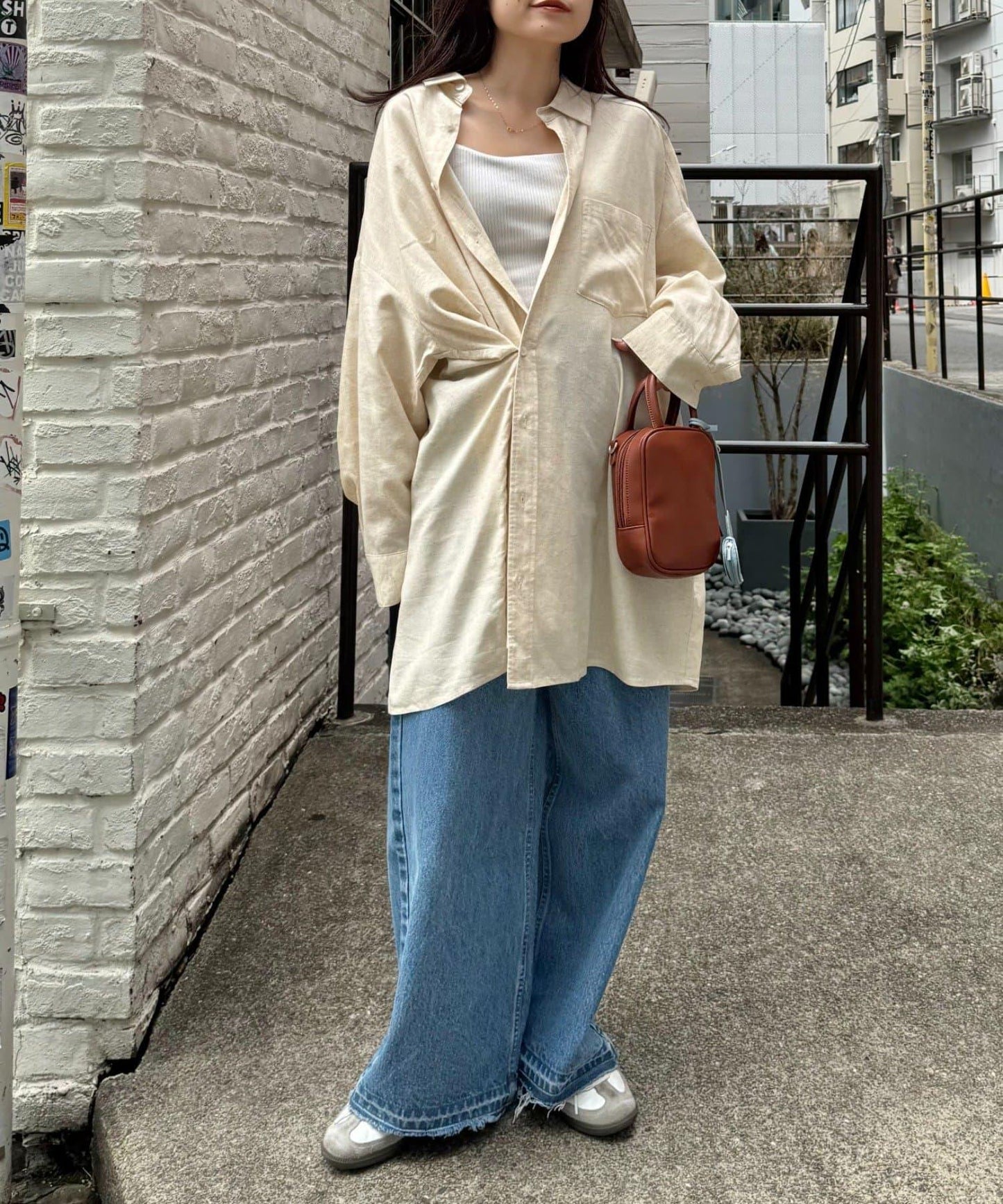 【柳樹】亞麻混合長款襯衫