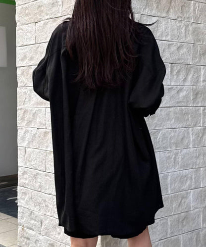 【柳樹】亞麻混合長款襯衫