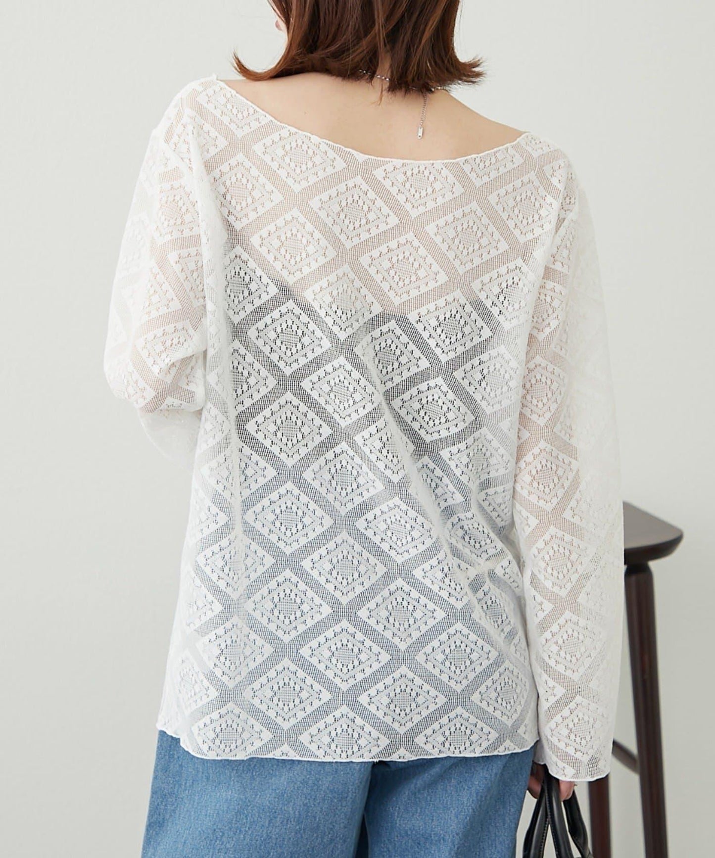 【柳樹】層疊蕾絲露背高領連衣裙