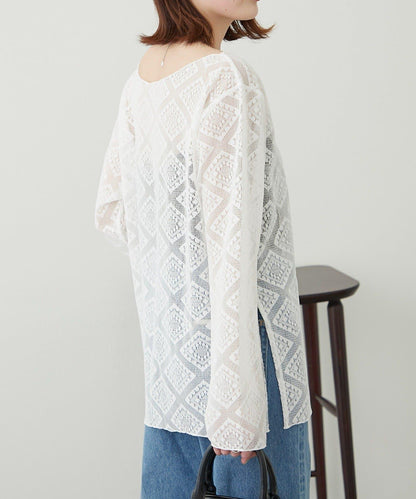 【柳樹】層疊蕾絲露背高領連衣裙