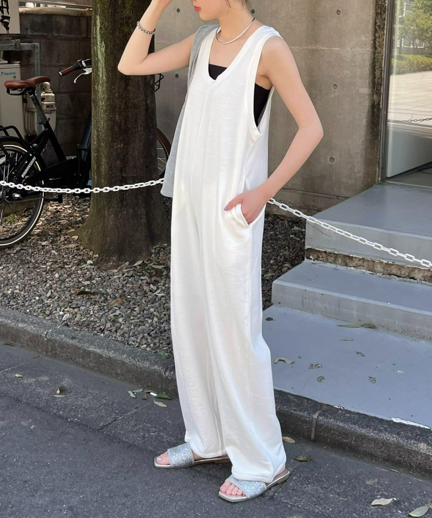 【柳樹】短絨毛邊束腳連體褲