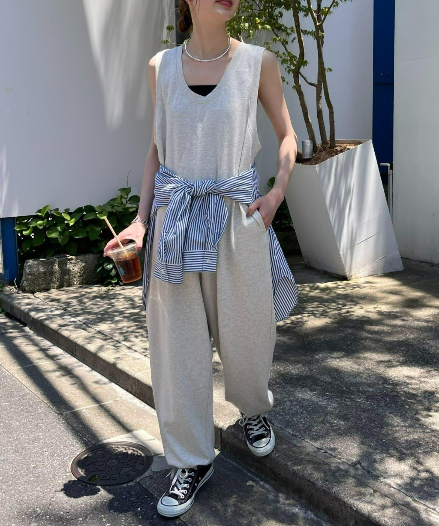【柳樹】短絨毛邊束腳連體褲
