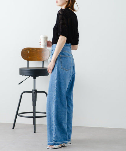 【柳樹】透孔編織緊身短袖針織衫