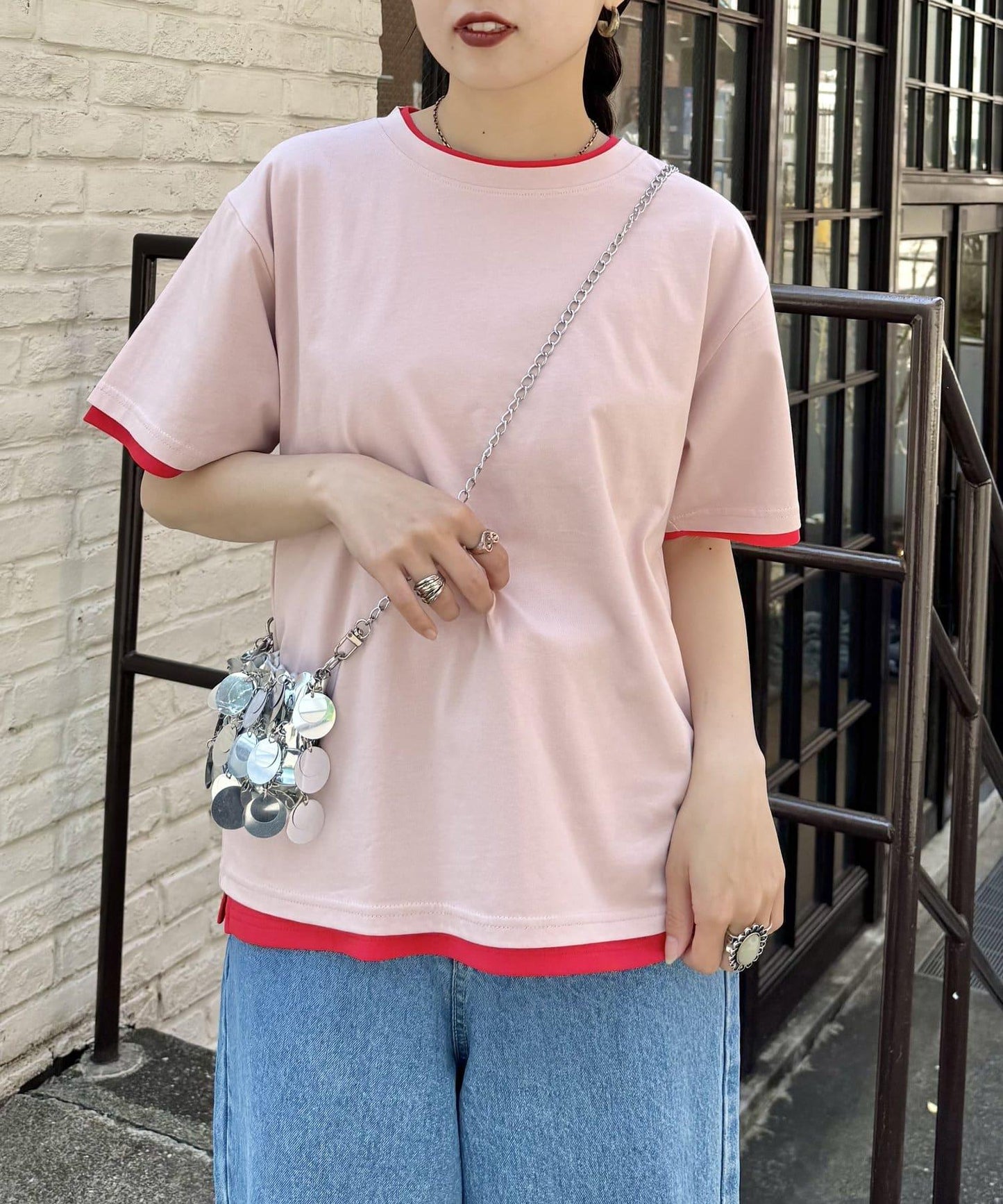 【柳樹】彩色疊層一點刺繡T恤