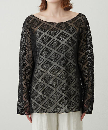 【柳樹】層疊蕾絲露背高領連衣裙