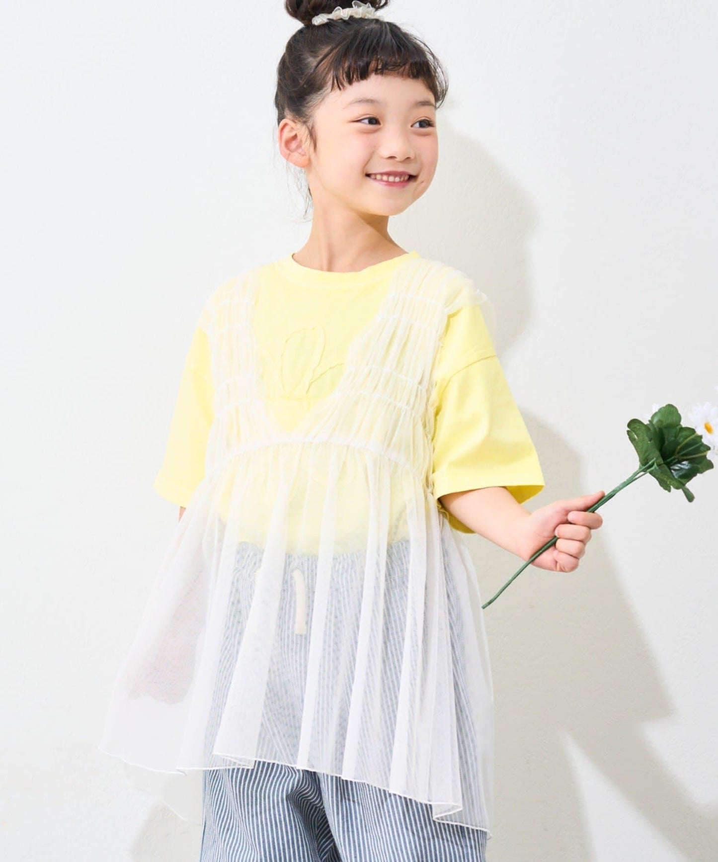 【限定】【兒童】收褶蕾絲兩穿連衣裙
