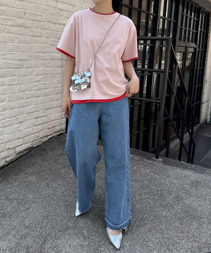 【柳樹】彩色疊層一點刺繡T恤