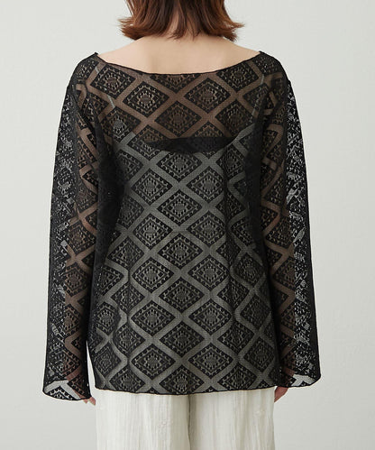 【柳樹】層疊蕾絲露背高領連衣裙