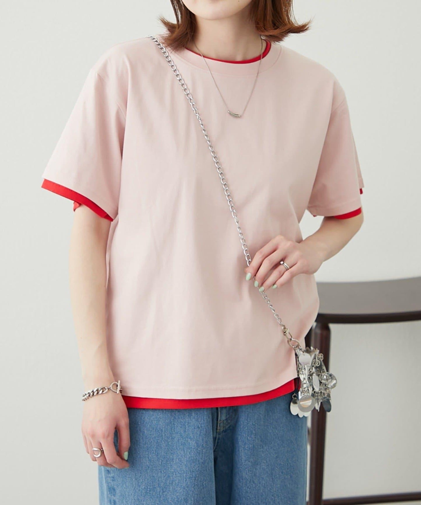 【柳樹】彩色疊層一點刺繡T恤