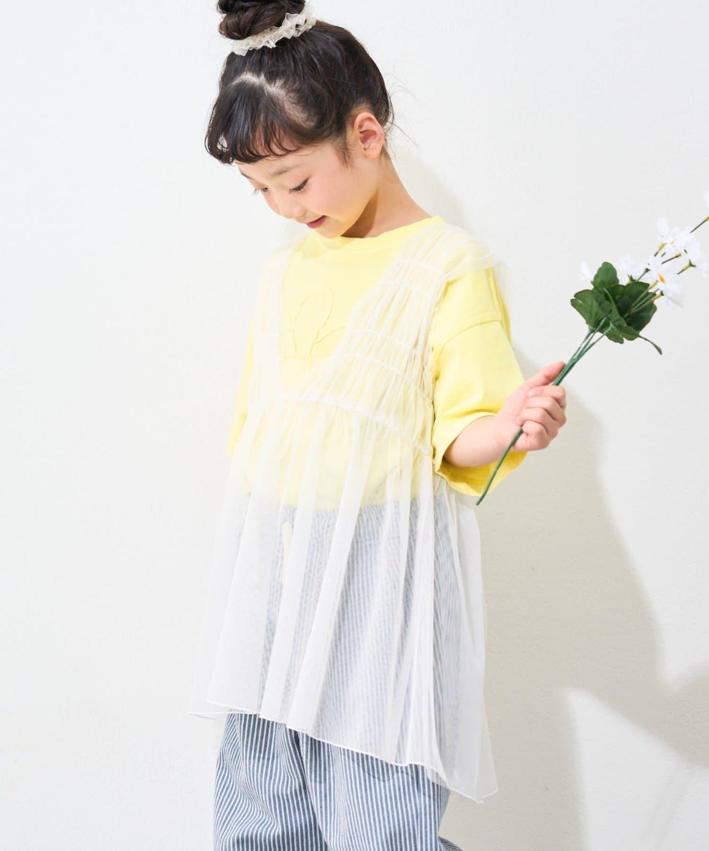【限定】【兒童】收褶蕾絲兩穿連衣裙