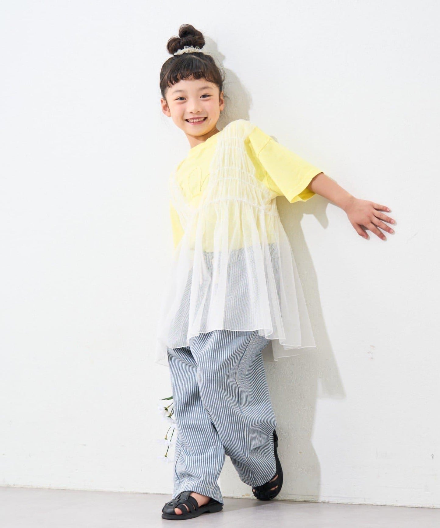 【限定】【兒童】收褶蕾絲兩穿連衣裙