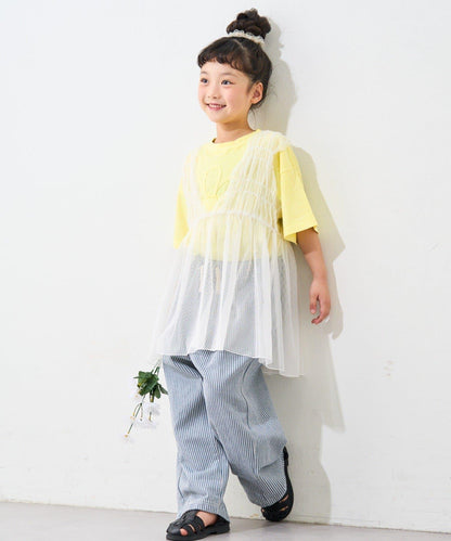 【限定】【兒童】收褶蕾絲兩穿連衣裙