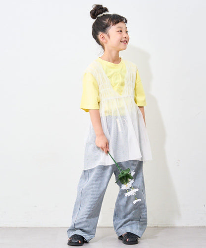 【限定】【兒童】收褶蕾絲兩穿連衣裙