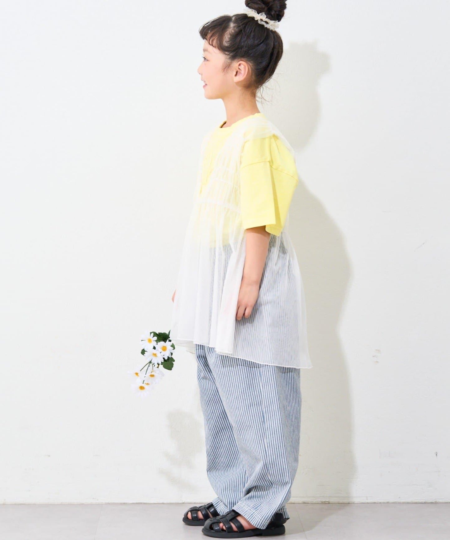 【限定】【兒童】收褶蕾絲兩穿連衣裙
