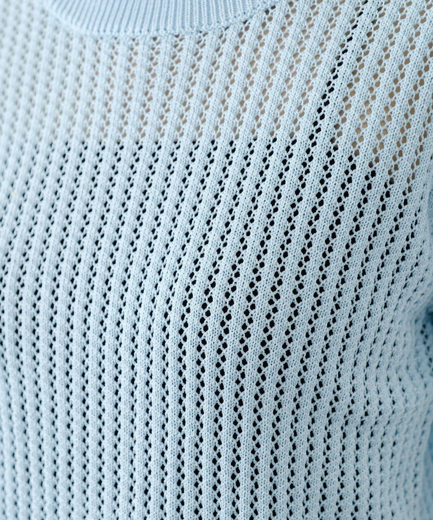 【柳樹】透孔編織緊身短袖針織衫