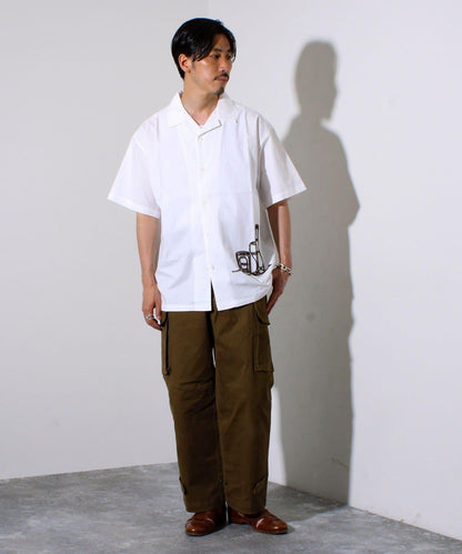 【GLOSTER】棉布洋裝 雞尾酒刺繡 開領襯衫