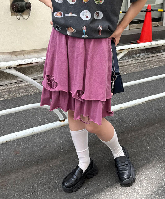 色素沉著損傷層疊迷你裙