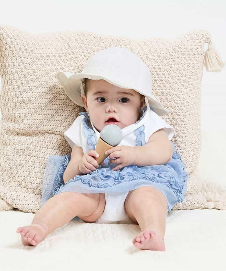 蝴蝶結嬰兒帽_UV防曬