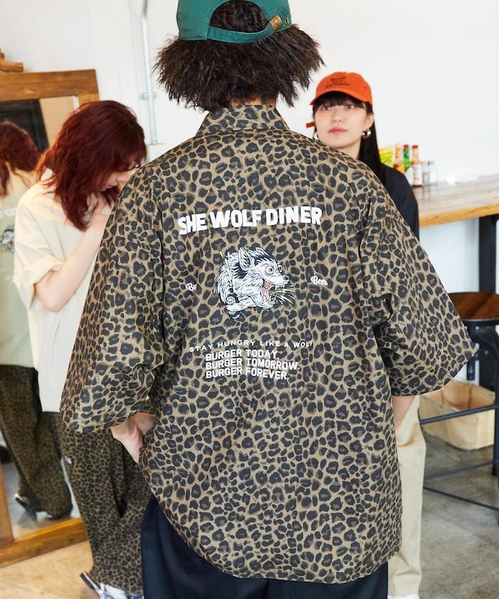 SHE WOLF DINER×FREAK'S STORE/海狼餐廳 寬鬆設計 刺繡 短袖 襯衫