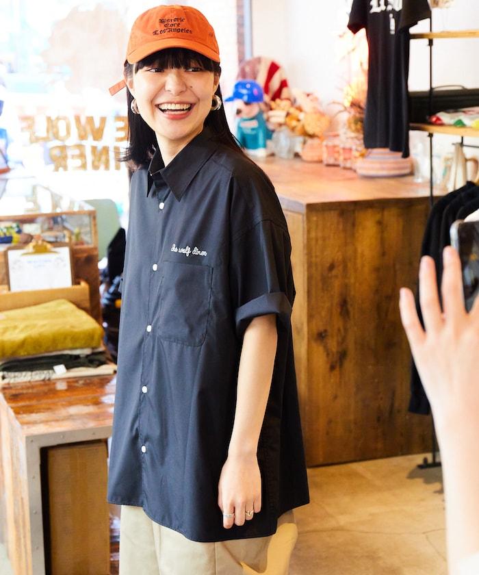 SHE WOLF DINER×FREAK'S STORE/海狼餐廳 寬鬆設計 刺繡 短袖 襯衫