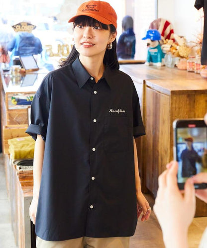 SHE WOLF DINER×FREAK'S STORE/海狼餐廳 寬鬆設計 刺繡 短袖 襯衫