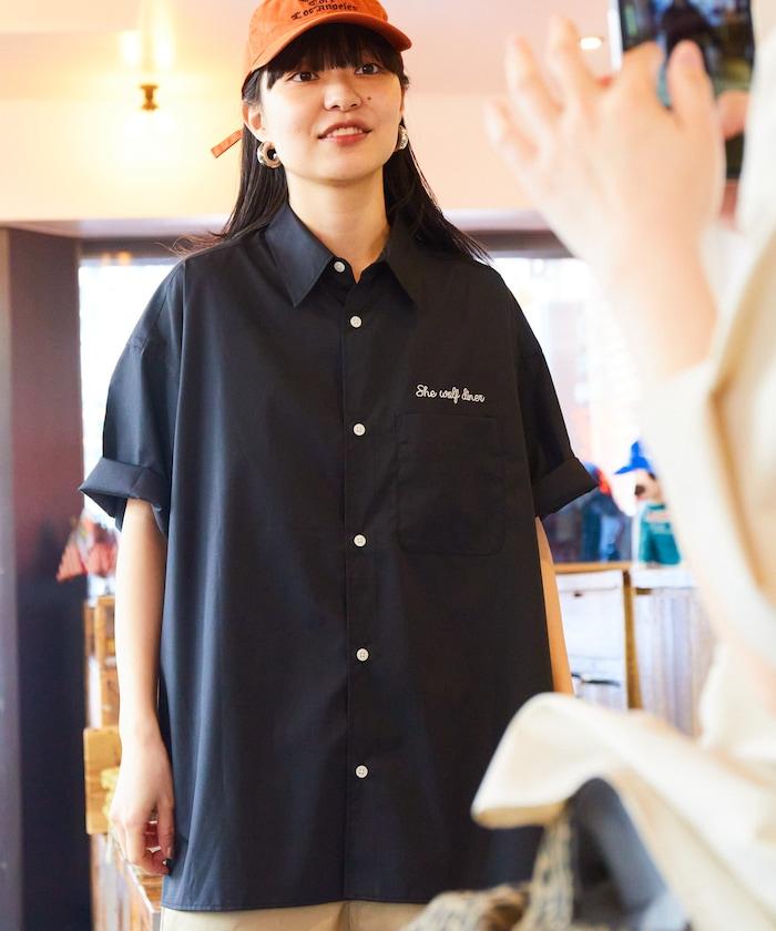 SHE WOLF DINER×FREAK'S STORE/海狼餐廳 寬鬆設計 刺繡 短袖 襯衫