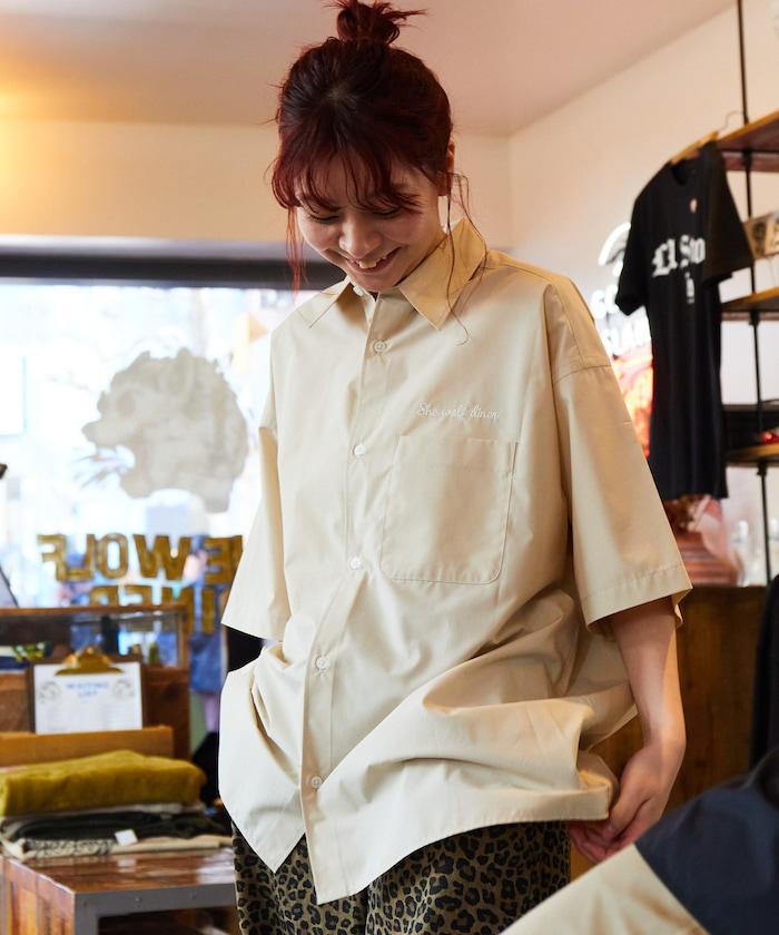 SHE WOLF DINER×FREAK'S STORE/海狼餐廳 寬鬆設計 刺繡 短袖 襯衫