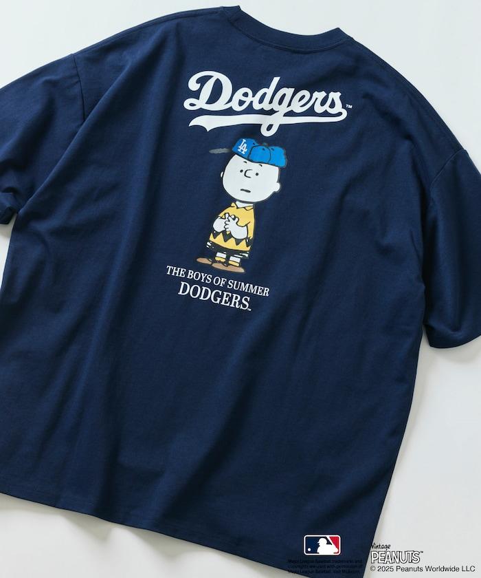 《花生漫畫》×MLB 聯名 大尺寸 背面印花 T恤 / 道奇隊