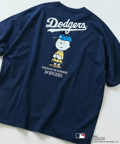 《花生漫畫》×MLB 聯名 大尺寸 背面印花 T恤 / 道奇隊