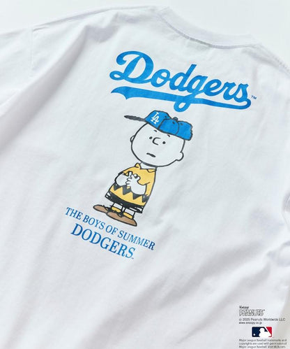 《花生漫畫》×MLB 聯名 大尺寸 背面印花 T恤 / 道奇隊