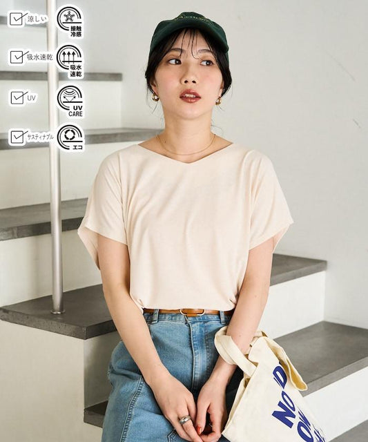 somarti 透視V領上衣（接觸冷感・吸水速幹・防紫外線）