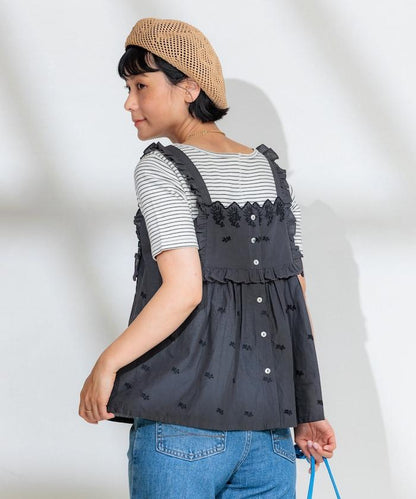 印度 配色拼接刺繡 2WAY吊帶連衣裙