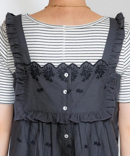 印度 配色拼接刺繡 2WAY吊帶連衣裙