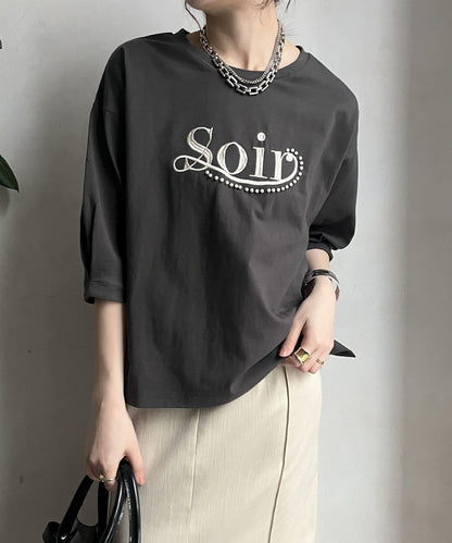 【限定】珍珠logo刺繡褶皺袖套頭衫